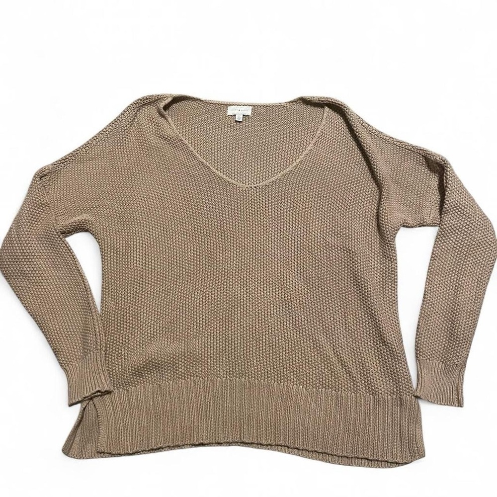 Women's V-Neck Lightweight Knit Sweater - Taupe